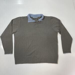 Father & Sons Cashmere Sweater Pullover Men’s XXL Long Sleeve Polo Button Gray